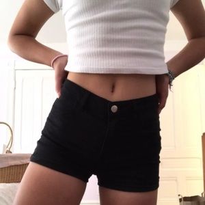 Black high rise jean shorts